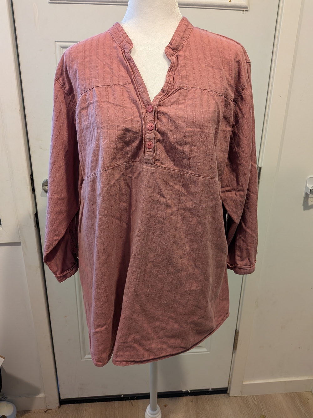 Woolrich Rose-Pink Split Neck Henley Tunic